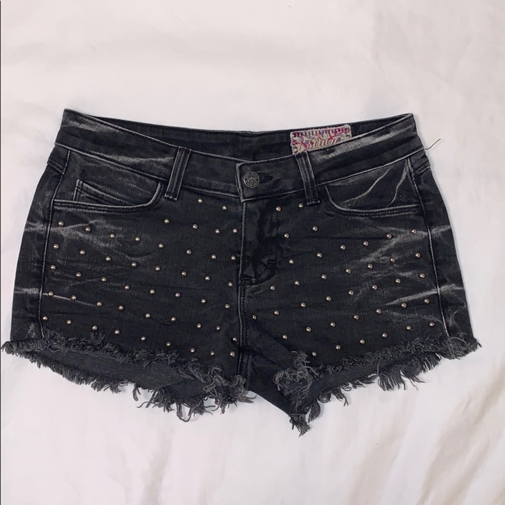SIZE 25 SIWY DENIM SILVER STUDDED BLACK SHORTS